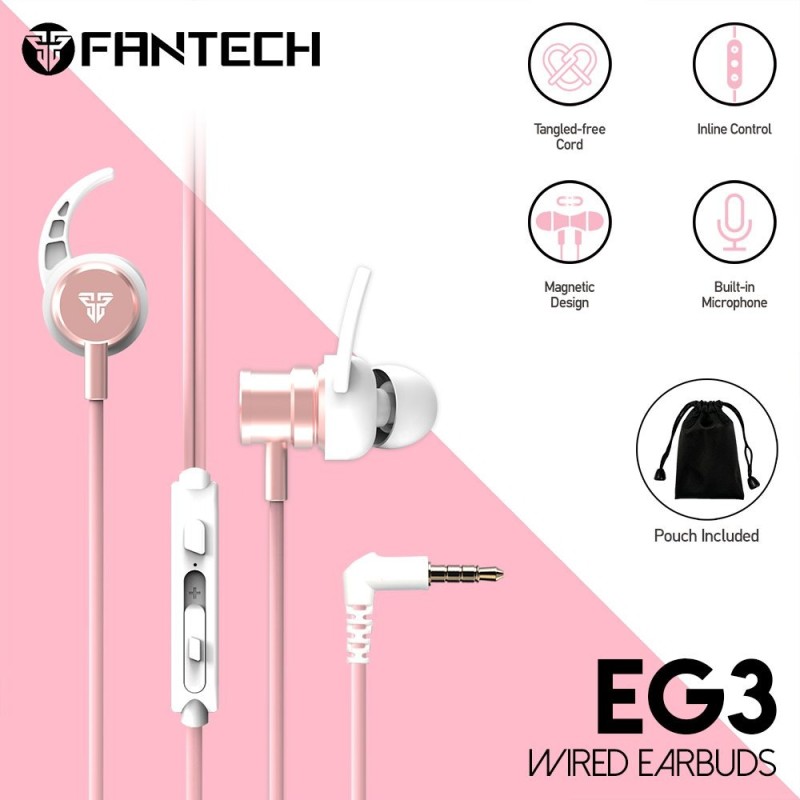 Fantech EG3 Wired Earbuds | 3.5mm Jack | Aluminum Alloy Build | Noise Isolation