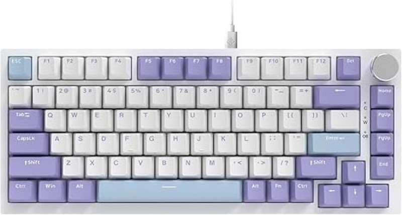 AJAZZ AK820 Sea Salt Switch Wired Mechanical Keyboard – Hot-Swappable PCB, Aluminum Build, Per-Key RGB, N-Key Rollover, Detachable USB-C, Media Controls