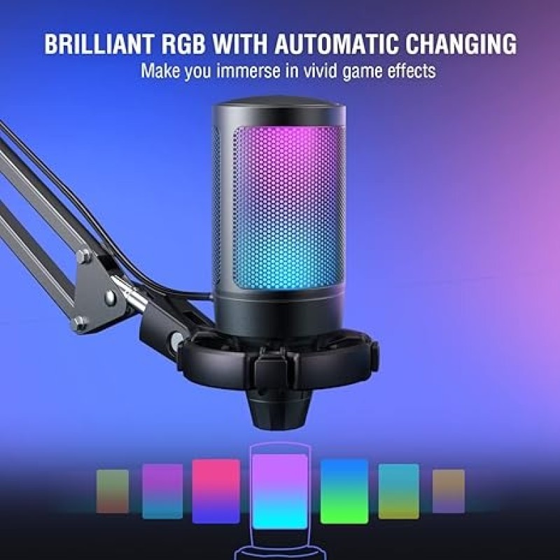FIFINE A6T USB RGB Gaming Microphone Kit With Boom Arm