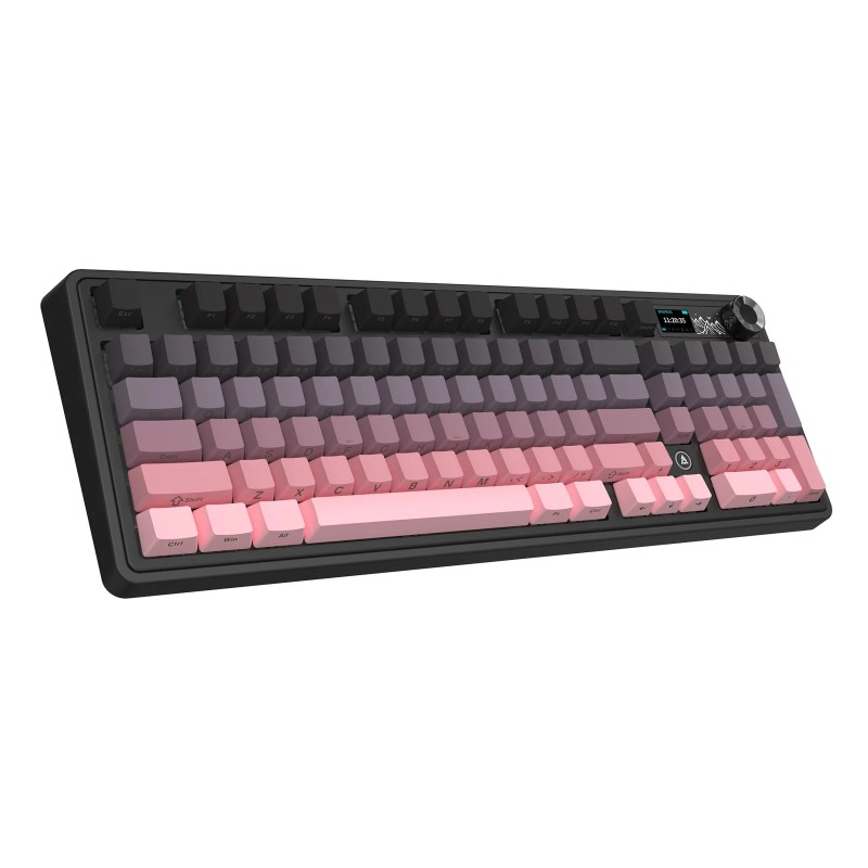 AJAZZ AK980 Wireless Gaming Keyboard (Gradient Pink) – Maillard Switches, Tri-Mode BT 5.0 / 2.4GHz / USB-C, Hot-Swap Screen + Knob, 5-Layer Padding, Windows & Mac