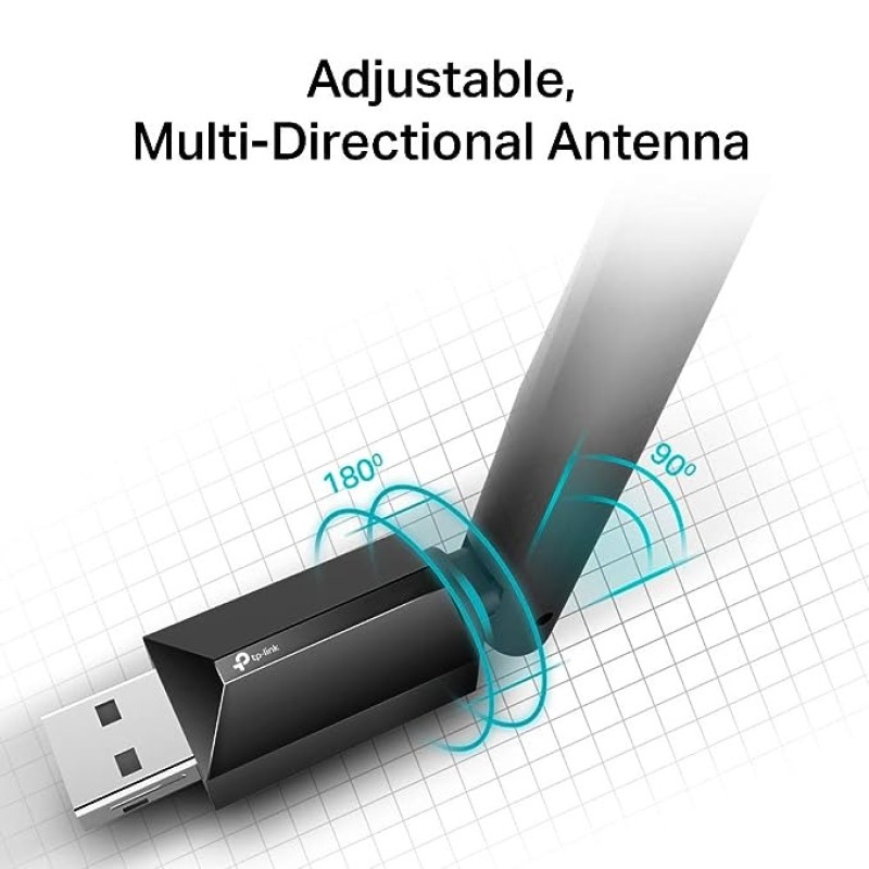 TP-LINK AC1300 Archer T3U Plus High Gain USB 3.0 Wi-Fi Dongle, Wireless Dual Band MU-MIMO WiFi Adapter With High Gain Antenna, Supports Windows 11/10/8.1/8/7/XP/MacOS