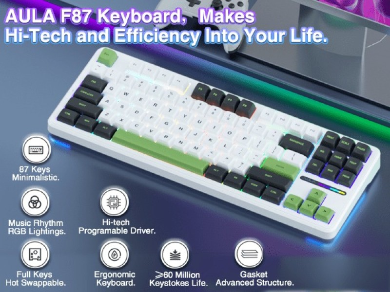 AULA F87 Pro Hot-Swappable Mechanical Keyboard: Tri-Mode Connectivity