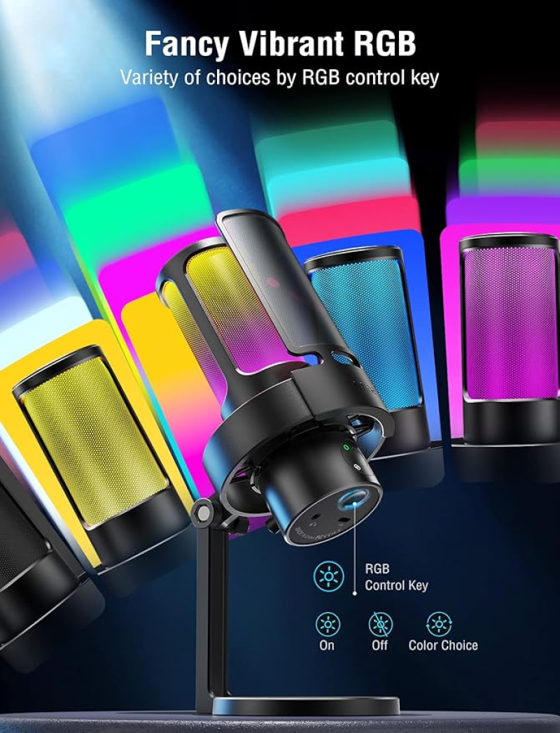 Fifine Ampligame A8 Plus USB Gaming Microphone — RGB Condenser Mic With 4 Polar Patterns For Streaming, Podcasting & Recording In Nepal