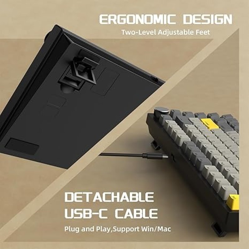 AJAZZ AK820 Moon Switch Wired Mechanical Keyboard – Aluminum Build, Hot-Swappable, Per-Key RGB, NKRO, Media Controls, Detachable USB-C