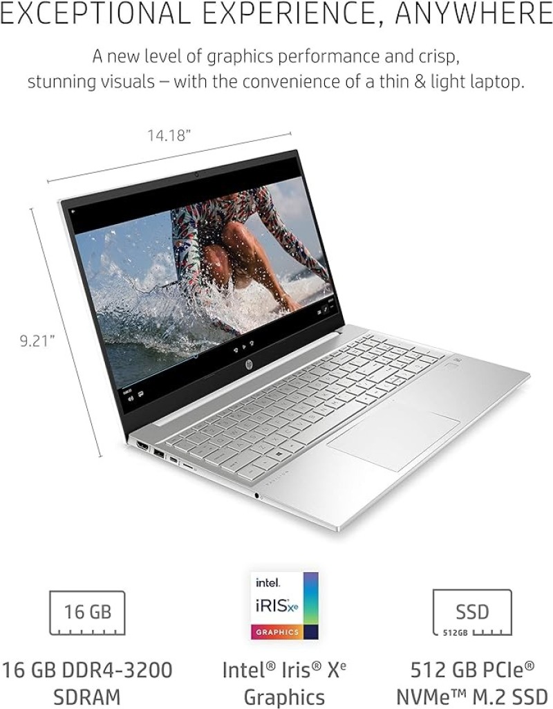 HP Pavilion 15 Laptop, 11th Gen Intel Core I7-1165G7 Processor, 16 GB RAM, 512 GB SSD Storage, Full HD IPS Micro-edge Display, Windows 10 Pro, Compact Design, Long Battery Life (15-eg0021nr, 2020)