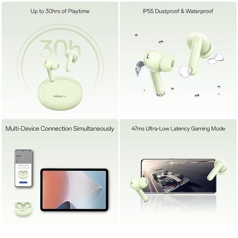 OPPO Enco Air3 Pro True Wireless In Ear Earbuds With Industry First Composite Bamboo Fiber, 49dB ANC, 30H Playtime, 47ms Ultra Low Latency,Fast Charge,BT 5.3