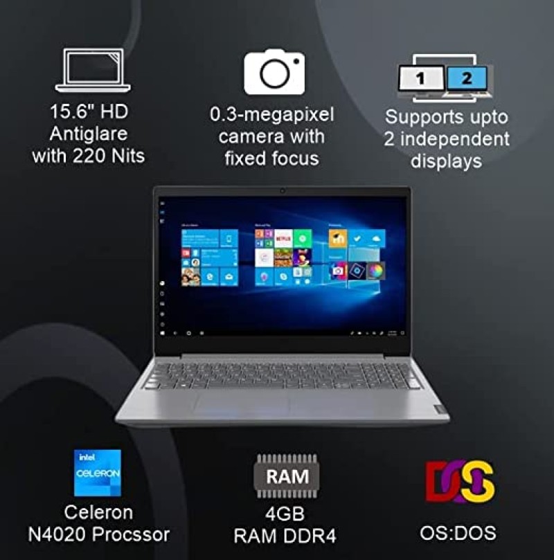 Lenovo V15-IGL (Intel Core Celeron - N4020 Processor | 4GB RAM | 256GB SSD | Intel UHD Graphics 600 | 15.6" HD Display)