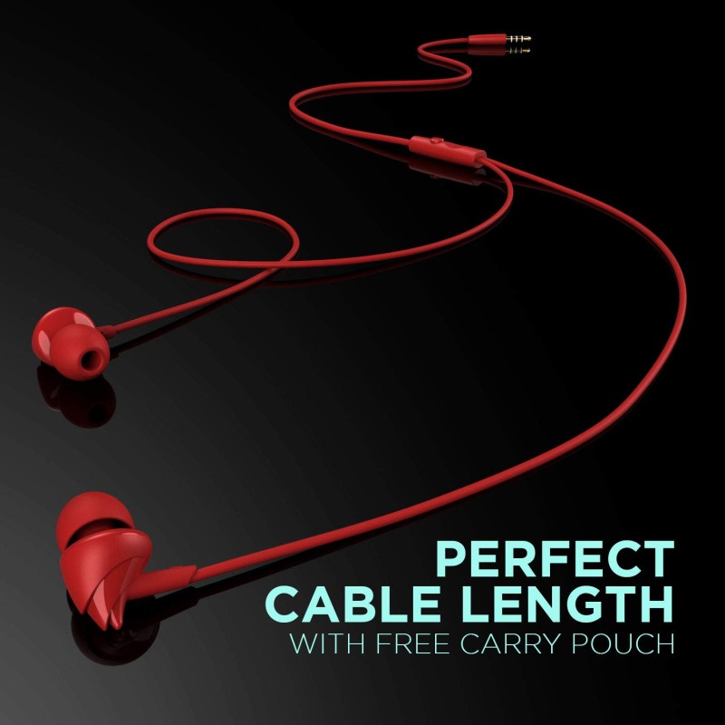 BoAt Bassheads 100 In-Ear Wired Earphones With Mic (Furious Red)
