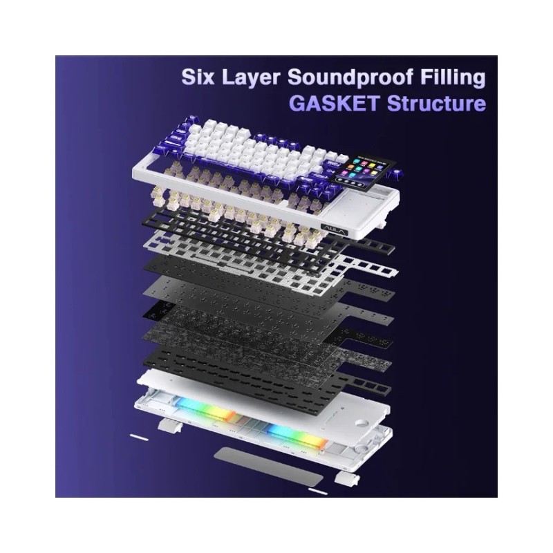 AULA L99 Smart Screen Mechanical Keyboard(Trasnparent Red+ Black) – Wireless Tri-Mode BT/2.4G/USB-C, RGB, Knob Control Gaming Keyboard