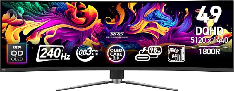 MSI MPG 491CQPX QD-OLED 49″ Curved Gaming Monitor — 240Hz, DQHD, 0.03ms