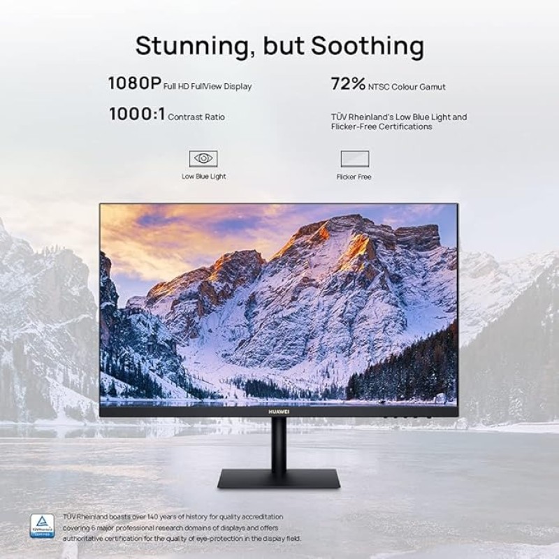 HUAWEI AD80HW Display 24 Inch Monitor Full HD 1080P - Ultra-Slim Bezels With 90% Screen To Body Ratio - Low Blue Light To Decrease Eye Fatigue, 5ms Flicker Free, 1920 X 1080 HDMI/VGA, IPS - Black