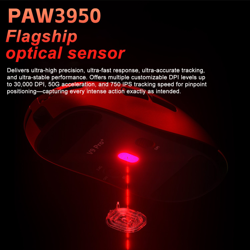 Aula V9 Tri-Mode Wireless Gaming Mouse 8K Polling PAW3395 RGB Lightweight