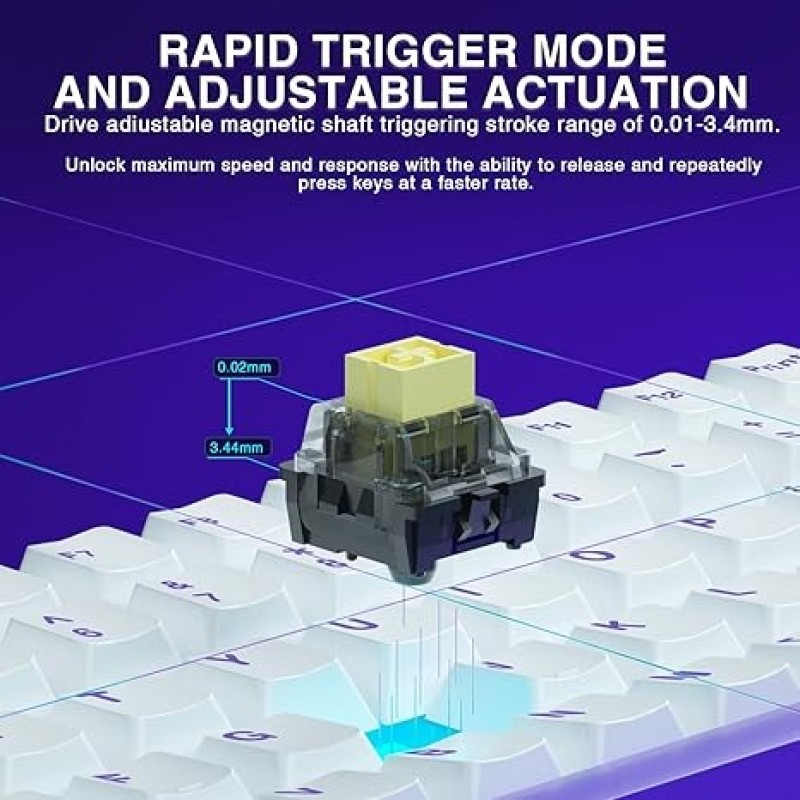 AULA Hero84 HE Hall Effect Magnetic Keyboard(Purple-White) – 8K Hz, Rapid Trigger, RGB Gaming Keyboard