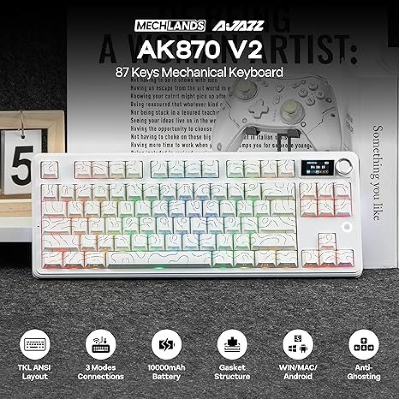 AJAZZ AK870 V2 Mailard Switch TKL Gasket Mechanical Keyboard