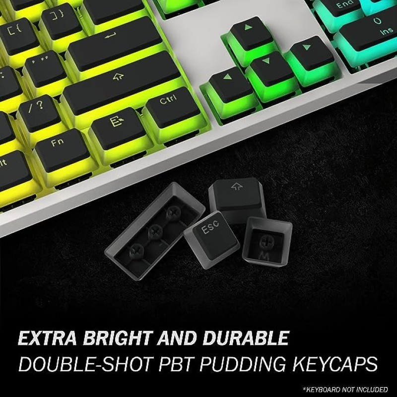 Pudding Keycaps Set | Doubleshot PBT Keycap Set | Full 108 OEM Profile Key Set | For Mechanical Keyboard | Compatible With Cherry MX, Gateron, Kailh, Outemu | Black