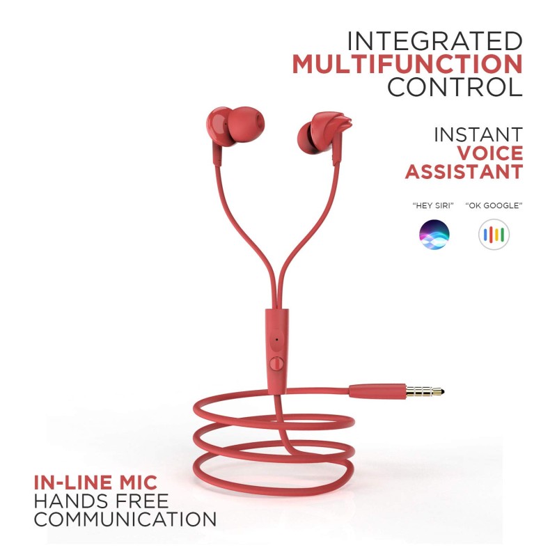 BoAt Bassheads 100 In-Ear Wired Earphones With Mic (Furious Red)