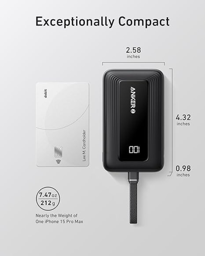 Anker Portable Charger, 10,000mAh 30W Power Bank, USB-C In And Out Fast Charging Battery Pack
