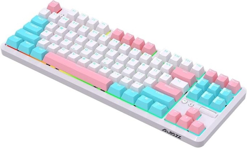 Ajazz K870T Pro TKL Hot-Swappable Mechanical Gaming Keyboard – Bluetooth 5.0 / 2.4G / Type-C Wired, RGB, Rotary Knob