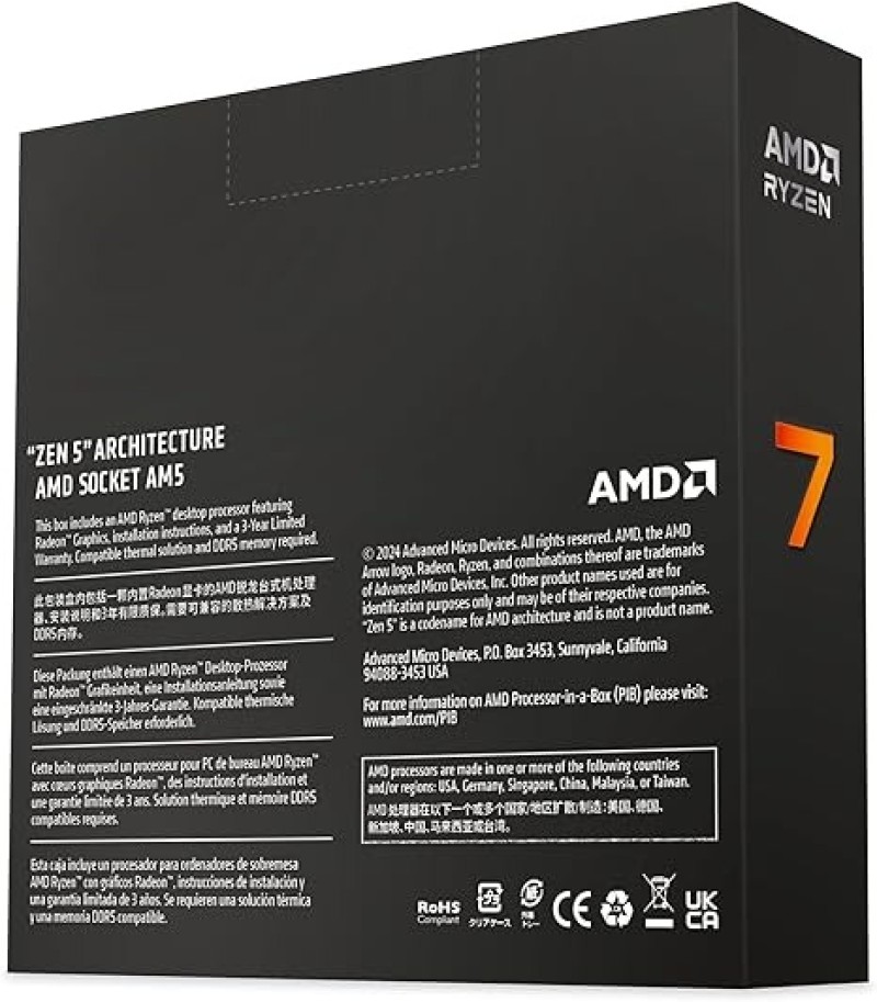 AMD Ryzen 7 9700X 3.8 GHz 8-Core AM5 Desktop Processor