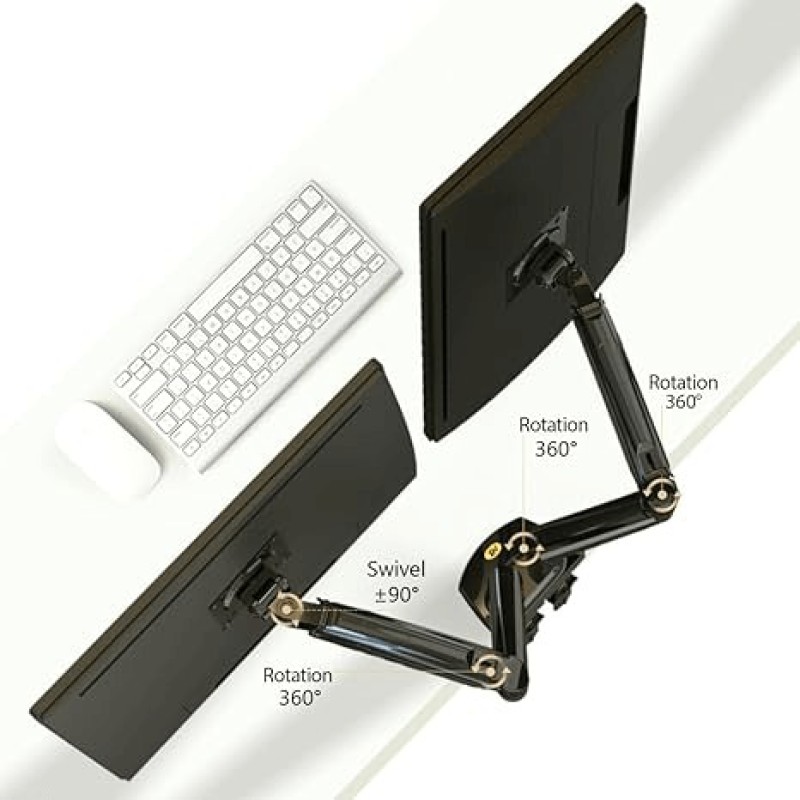 NB F160 Dual Gas-Spring Monitor Arm – 17″ To 27″ Support