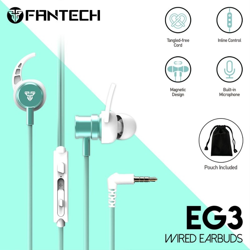 Fantech EG3 Wired Earbuds | 3.5mm Jack | Aluminum Alloy Build | Noise Isolation