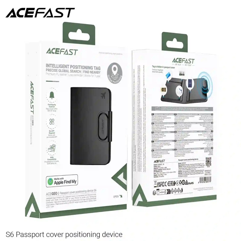 ACEFAST S6 Passport Cover Positioning Device – Apple Find My Global Tracker Passport Case