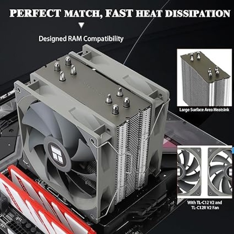 Thermalright Assassin Spirit 120 V2 Plus CPU Air Cooler, 4 Heat Pipes, Double PWM Quiet Fan CPU Cooler, Computer Heatsink Cooler, For AMD AM4 AM5/Intel 1700/1150/1151/1200(AS120 V2 Plus)