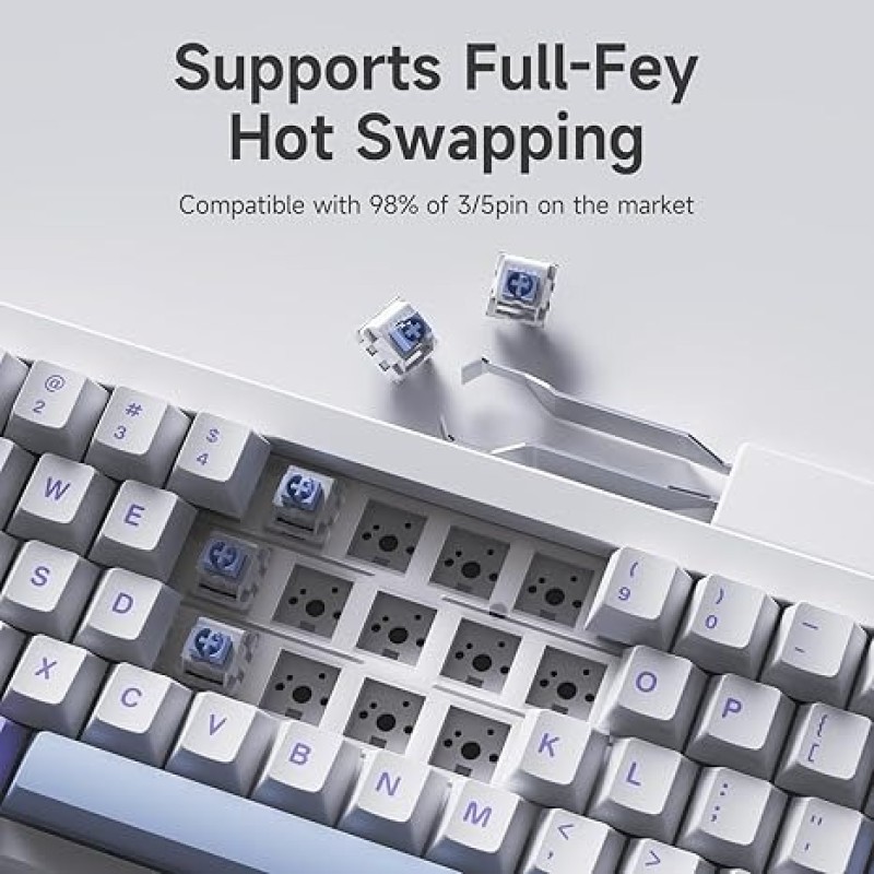 AJAZZ AK650 Dream Weaver 65% Hot-Swappable Mechanical Gaming Keyboard – RGB, Tri-Mode Wireless (Bluetooth/2.4 GHz) + Wired USB-C, South-Facing RGB (66 Keys)