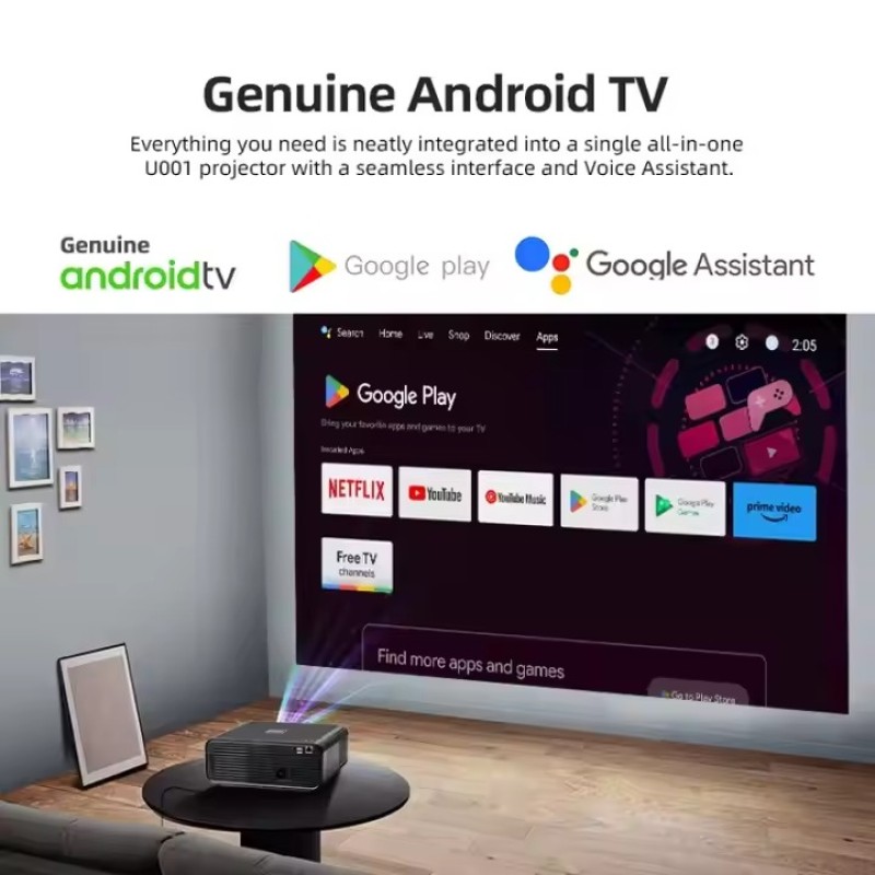 AUN U001 10S Projector – 4K Resolution, 18000 Lumens, Android 11.0, 50-300" Projection Size