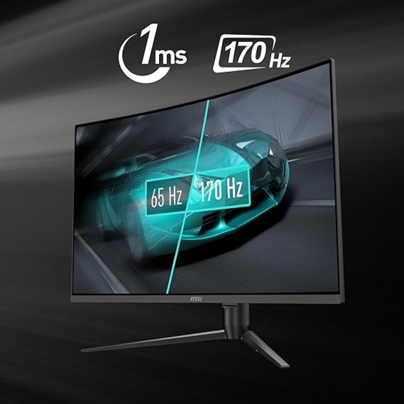 MSI G32CQ5P, 32" Gaming Monitor, 2560 X 1440 (QHD) Curved Gaming Monitor, 1 Ms, 170Hz, FreeSync Premium, 1500R, HDMI, DisplayPort, Tilt, Swivel, Pivot And Height Adjustable