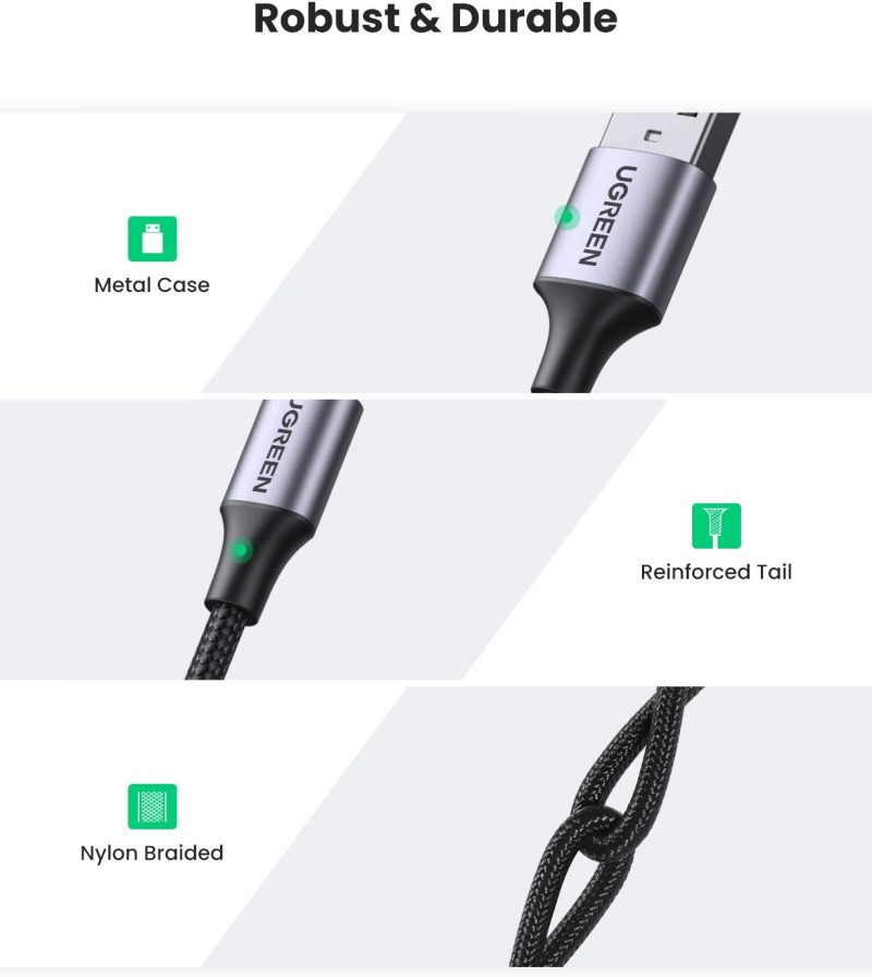 UGREEN USB 2.0 A To USB-C Cable Aluminum Braid (1Mtr)