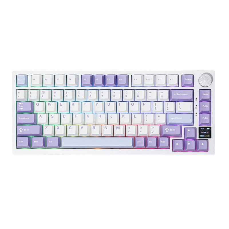 AJAZZ AK820 Pro 75% Gasket-Mounted 3-Mode Wireless Mechanical Keyboard Purple White Blue