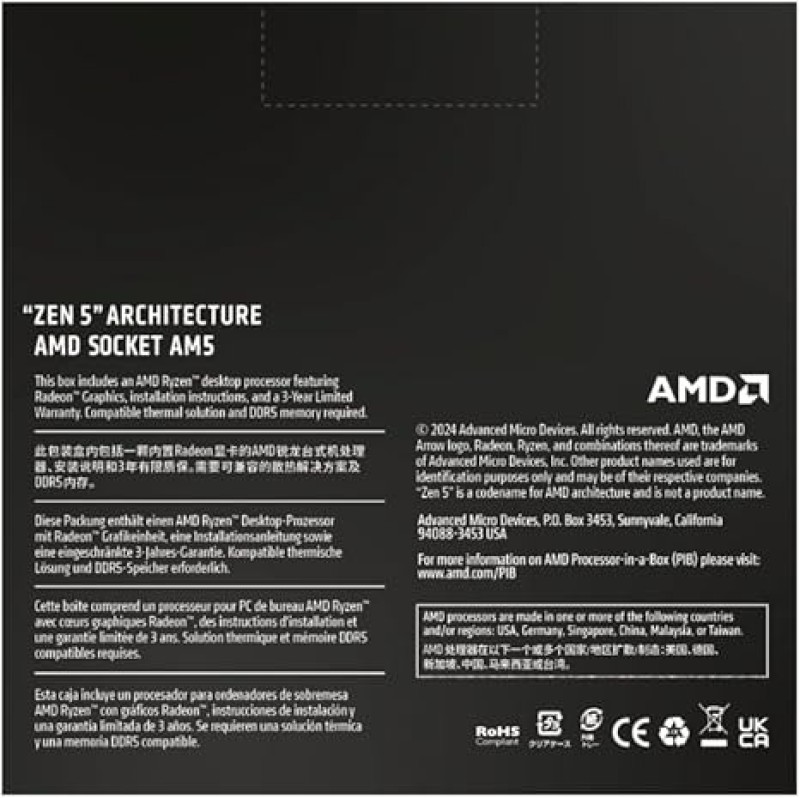 AMD Ryzen 7 9700X 3.8 GHz 8-Core AM5 Desktop Processor