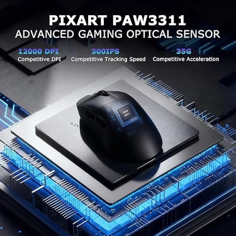 AJAZZ AJ179 V2 Tri-Mode Wireless Gaming Mouse (Black) – 58g, PAW3311, 12K DPI