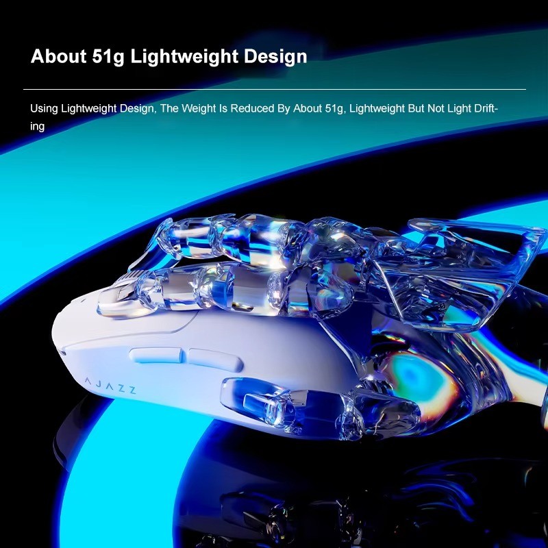 AJAZZ AJ199 MAX Lightweight 51g Triple Mode Gaming Mouse - 26,000 DPI, USB Wired & Bluetooth