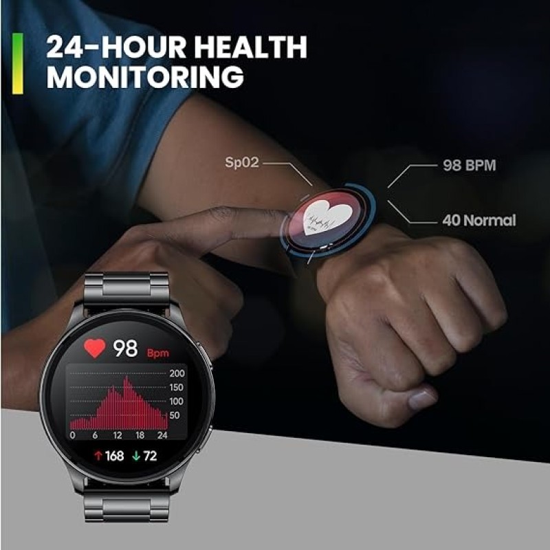 Amazfit Pop 3R Smart Watch, 1.43" AMOLED Display, Bluetooth Calling, SpO2, 12-Day Battery Life, AI Voice Assistance, 100 Sports Modes, 24H HR Monitor, Music Control (Metallic Sliver)