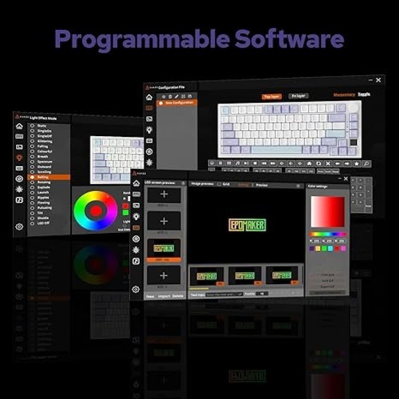 EPOMAKER Ajazz AK820 Pro 75% Mechanical Keyboard, Gasket-Mounted Gaming Keyboard With TFT Smart Display&Knob, Bluetooth 5.1/2.4G Wireless/Type-C Wired Custom Keyboard (Purple, Flying Fish Switch)