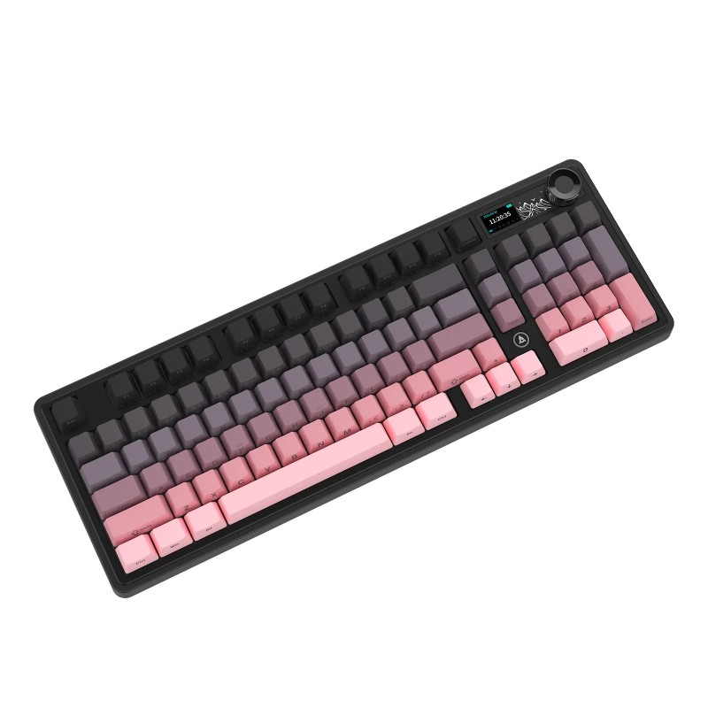 AJAZZ AK980 Wireless Gaming Keyboard (Gradient Pink) – Maillard Switches, Tri-Mode BT 5.0 / 2.4GHz / USB-C, Hot-Swap Screen + Knob, 5-Layer Padding, Windows & Mac