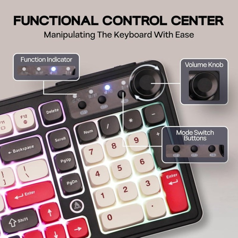 AJAZZ AF98 Plus Tri-Mode Wireless Membrane Gaming Keyboard