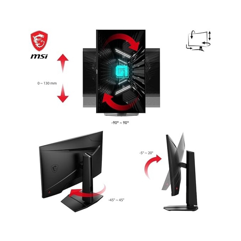 MSI G274QPF E2 27 Inch WQHD Gaming Monitor - 2560 X 1440 Rapid IPS Panel, 180 Hz / 1ms, 119% SRGB Colour Gamut, Display HDR 400, Adjustable Stand - DP 1.4a, HDMI 2.0b, USB Type-C