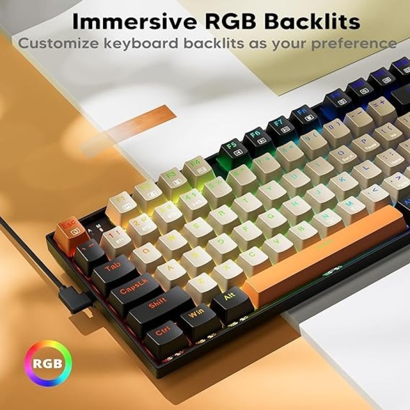 Redragon Wired Mechanical Gaming Keyboard With RGB Backlit, 94 Keys, Programmable Macro Editing, Numeric Pad, Red Switches, Compact Keyboard Mechanical For Pc Mac Ipad, K636CLO