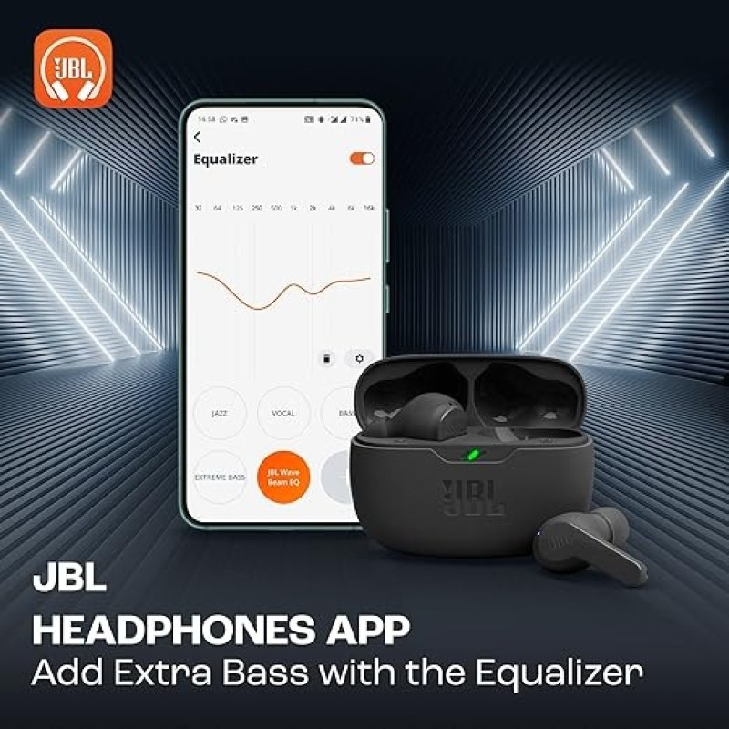 JBL Wave Beam In-Ear Wireless Earbuds (TWS) With Mic,App For Customized Extra Bass Eq,32 Hours Battery&Quick Charge,Ip54 Water&Dust Resistance,Ambient Aware&Talk-Thru,Google Fastpair