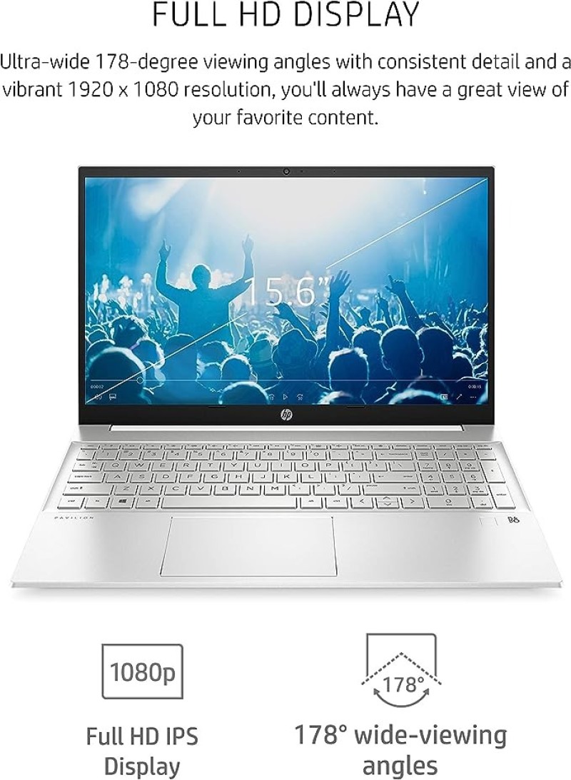 HP Pavilion 15 Laptop, 11th Gen Intel Core I7-1165G7 Processor, 16 GB RAM, 512 GB SSD Storage, Full HD IPS Micro-edge Display, Windows 10 Pro, Compact Design, Long Battery Life (15-eg0021nr, 2020)