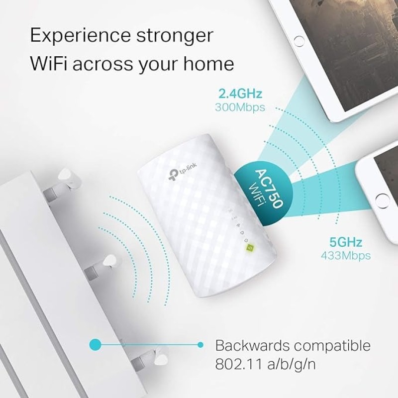 TP-Link AC750 WiFi Range Extender - Dual Band Cloud App Control Up To 750Mbps, One Button Setup Repeater, Internet Booster