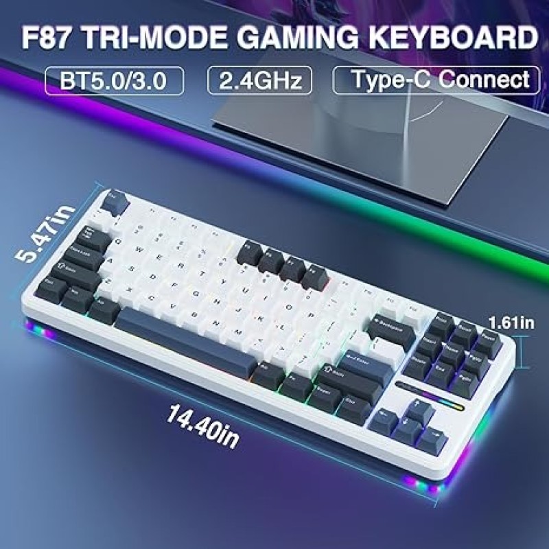 AULA F87 Wireless Mechanical Keyboard | 75% TKL Custom Hot Swappable Gaming Keyboard
