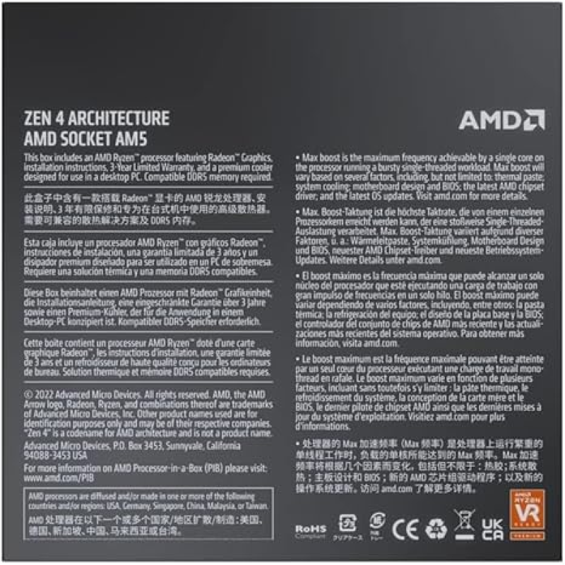 AMD Ryzen™ 7 7700 Gaming Processor With Wraith Prism Cooler