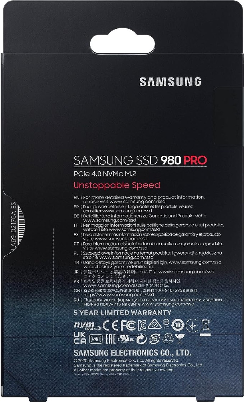 SAMSUNG 980 PRO SSD 1TB PCIe 4.0 NVMe Gen 4 M.2