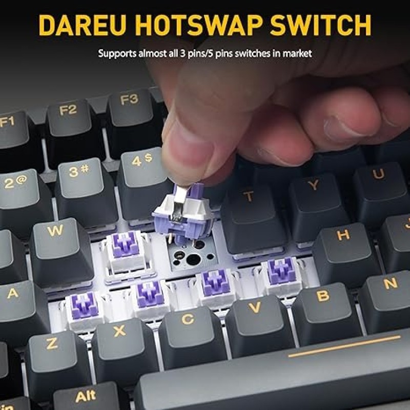 DAREU EK75PRO Wireless 75% RGB Mechanical Gaming Keyboard - Hot-Swappable, Knob Control, 3 Modes, PBT Keycaps