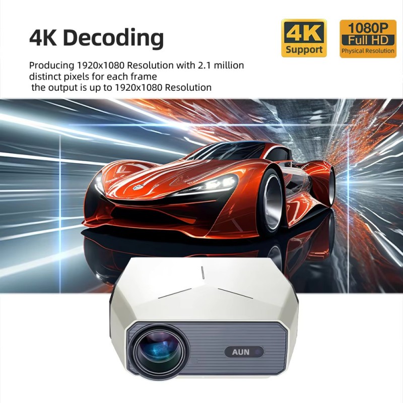 AUN A004 Pro Smart Full HD LED Projector | 1080P, Auto Focus, Android 9, 9000 Lumens