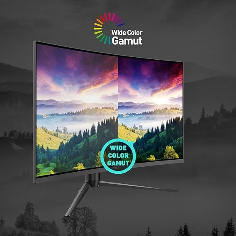 MSI G32CQ5P, 32" Gaming Monitor, 2560 X 1440 (QHD) Curved Gaming Monitor, 1 Ms, 170Hz, FreeSync Premium, 1500R, HDMI, DisplayPort, Tilt, Swivel, Pivot And Height Adjustable